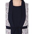 Shrug abaya combo- Off-white printed Shrug with Navy inner abaya